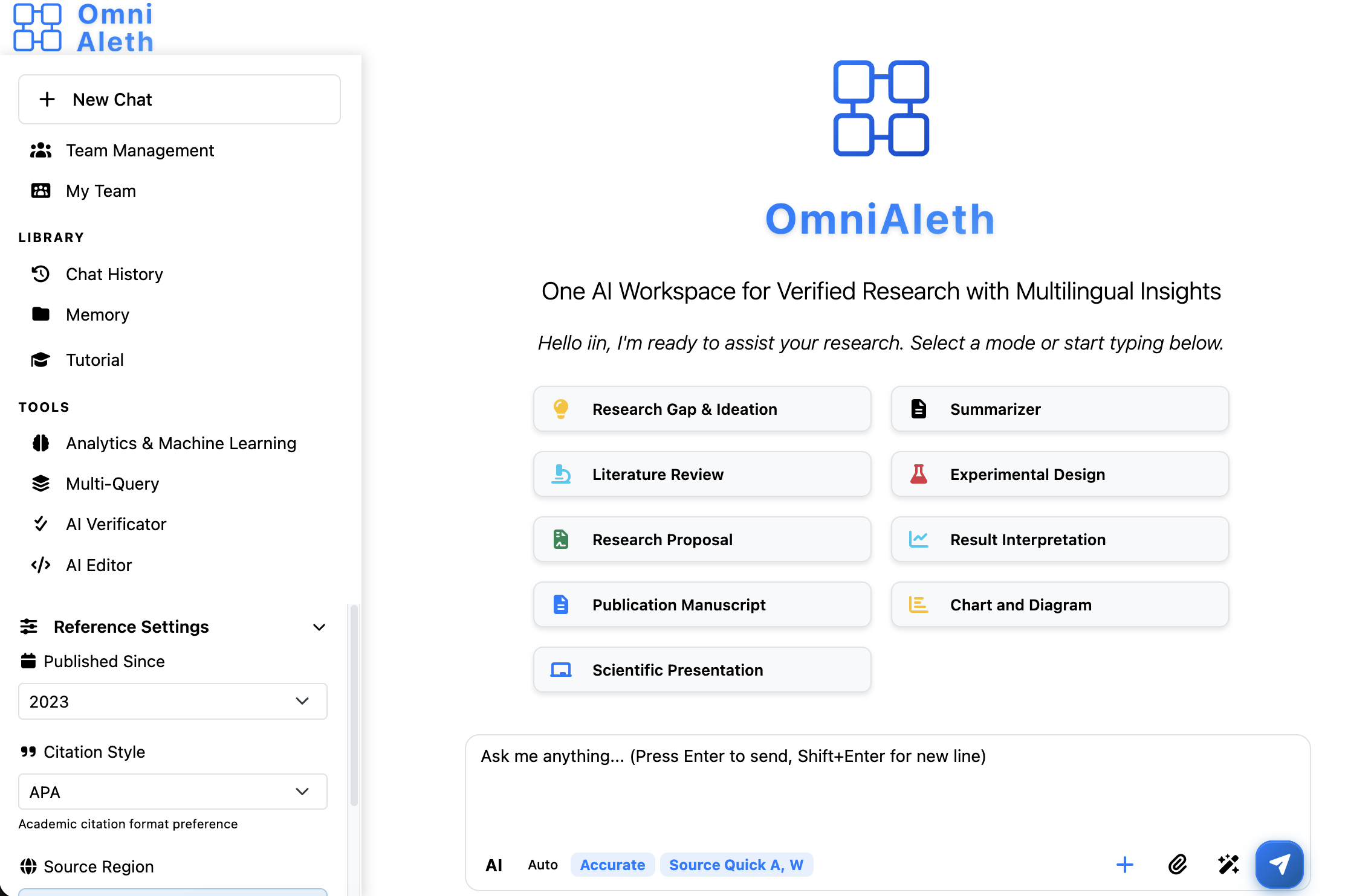 OMNIALETH Research Platform Interface